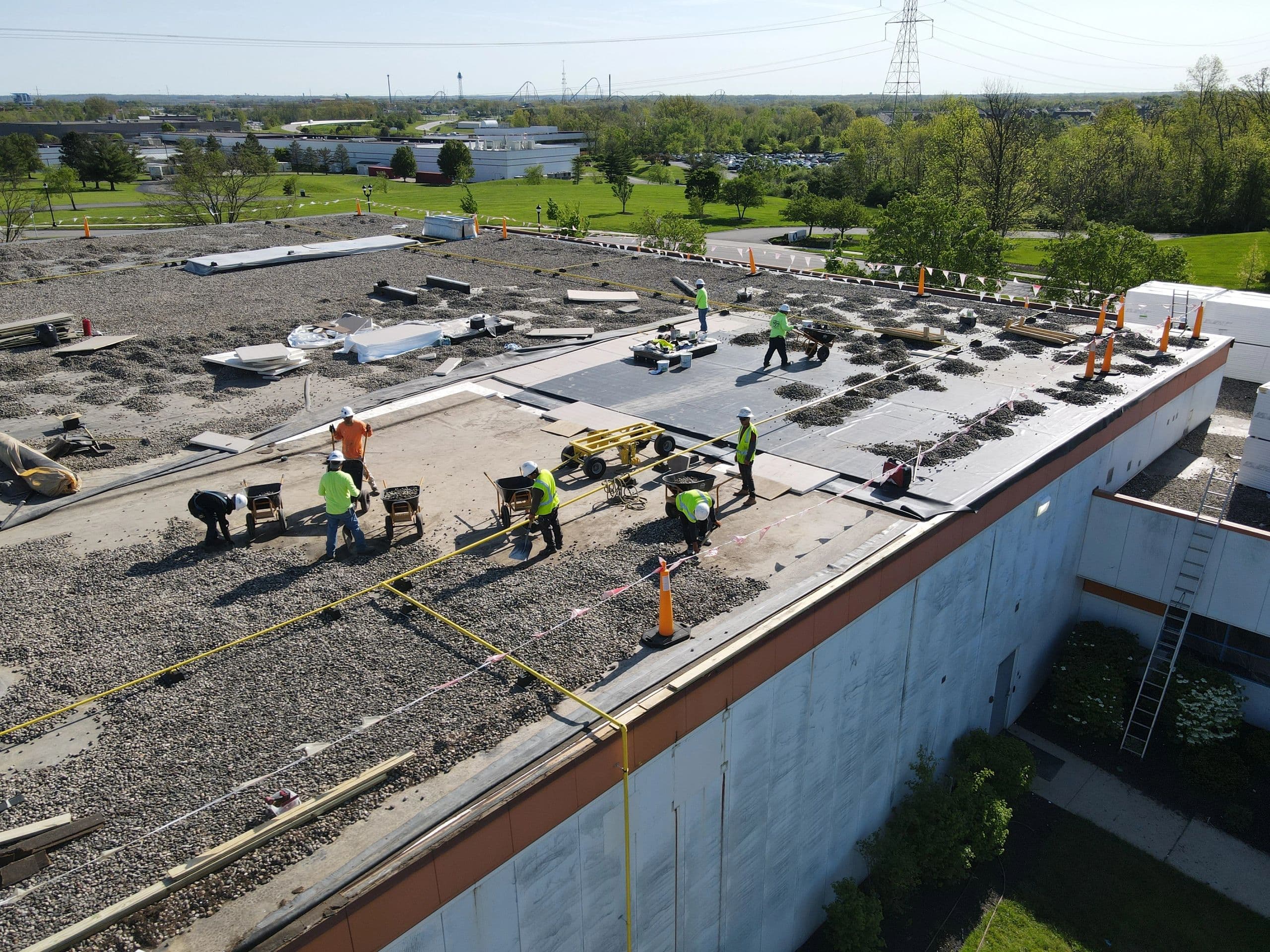 Aerial commercial roof inspection